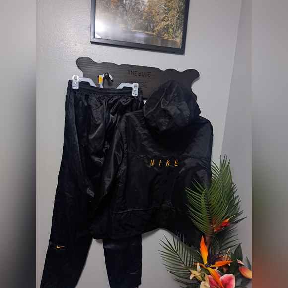 Vintage 90’s NIKE SPORTSWEAR Embroidered Lightweight Zip Up Hooded Jacket Set LG - Picture 2 of 9